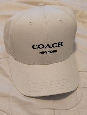 Coach White Baseball Cap with Black Embroidery
